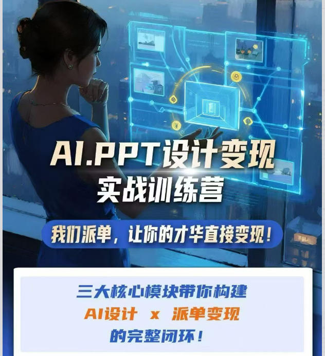 AI+PPT设计变现实战训练营，我们派单，让你的才华直接变现，三大核心模块带你构建Al设计x派单变现的完整闭环-米壳知道—知识分享平台