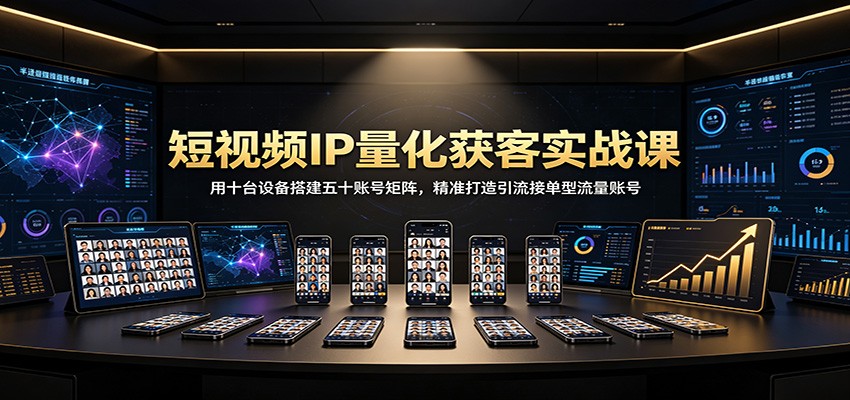 短视频IP量化获客实战课：用十台设备搭建五十账号矩阵，精准打造引流接单型流量账号-米壳知道—知识分享平台