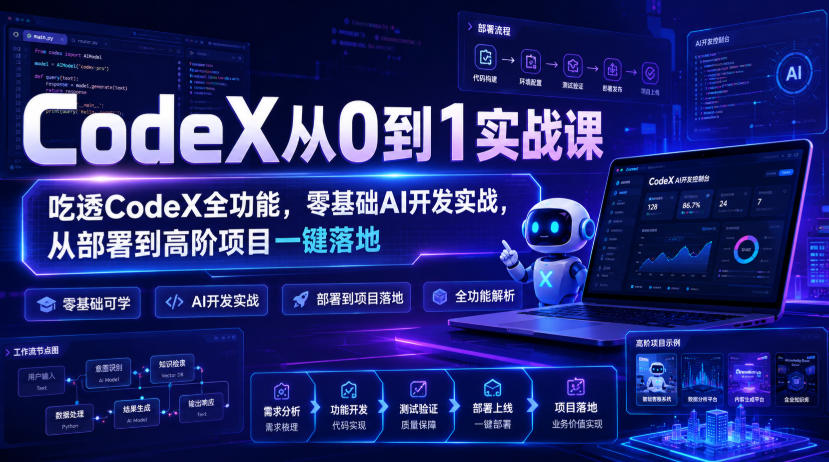 CodeX从0到1实战课,吃透CodeX全功能,零基础AI开发实战,从部署到高阶项目一键落地-米壳知道—知识分享平台