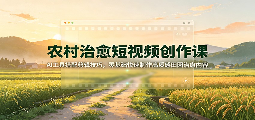 农村治愈短视频创作课：AI工具搭配剪辑技巧，零基础快速制作高质感田园治愈内容-米壳知道—知识分享平台