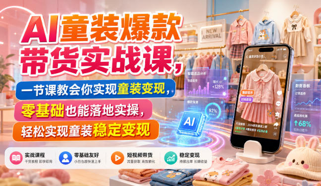 AI童装爆款带货实战课，一节课教会你实现童装变现，零基础也能落地实操-米壳知道—知识分享平台