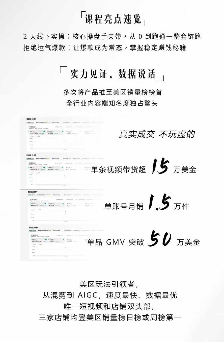 图片[2]-AIGC×TikTok美区短视频带货线下课；两天一夜完整回放，12小时高清视频收录头部操盘手全流程教学-米壳知道—知识分享平台