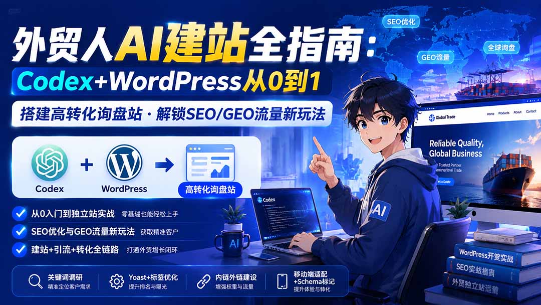 外贸人AI建站全指南：Codex+WordPress从0到1·搭建高转化询盘站·解锁SEO/GEO流量新玩法-更新-米壳知道—知识分享平台