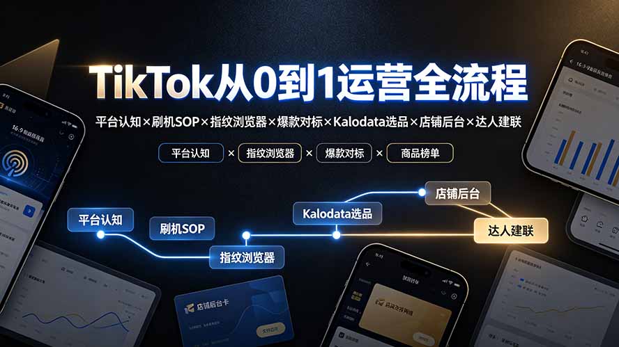 TikTok从0到1运营全流程-更新：平台认知×刷机SOP×指纹浏览器×爆款对标×Kalodata选品×店铺后台×达人建联-米壳知道—知识分享平台
