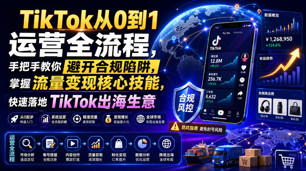 TikTok从0到1运营全流程，手把手教你避开合规陷阱，掌握流量变现核心技能，快速落地TikTok出海生意(更新8月)-米壳知道—知识分享平台