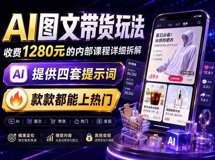 AI图文带货内部玩法，1280内部课程对外系统拆解，看完直接上手变现！-米壳知道—知识分享平台