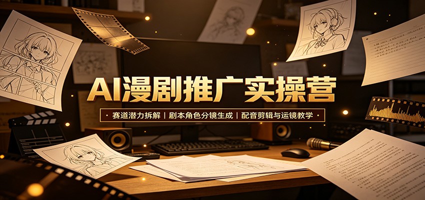 AI漫剧推广实操营：赛道潜力拆解，剧本角色分镜生成，配音剪辑与运镜教学-米壳知道—知识分享平台