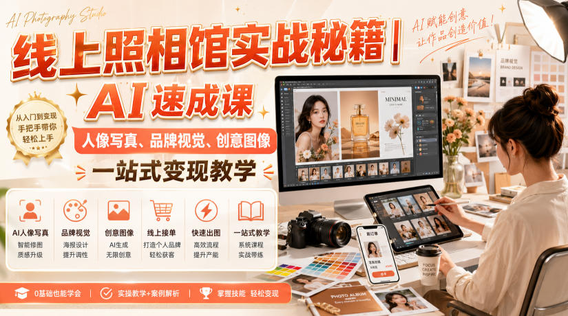 线上照相馆实战秘籍｜AI速成课，人像写真、品牌视觉、创意图像一站式变现教学-米壳知道—知识分享平台