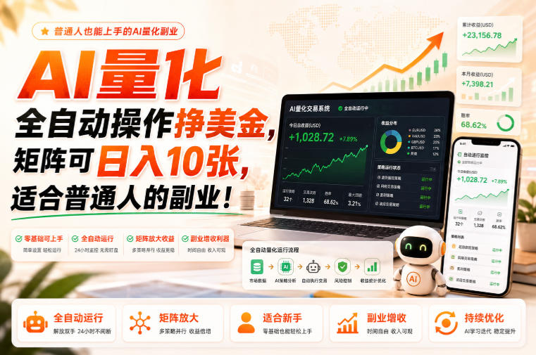 AI量化全自动操作挣美金，矩阵可日入10张，适合普通人的副业！【揭秘】-米壳知道—知识分享平台