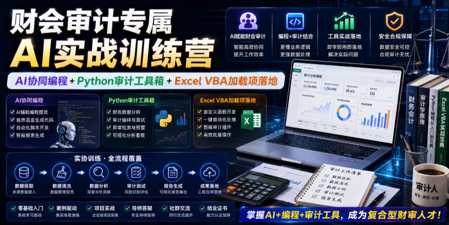 财会审计专属AI实战训练营｜AI协同编程+Python审计工具箱+Excel VBA加载项落地(更新0816)-米壳知道—知识分享平台