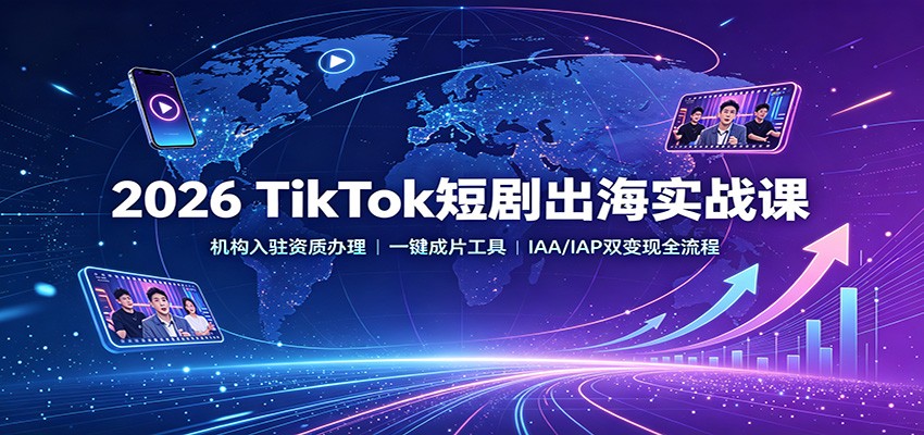 2026 TikTok短剧出海实战课：机构入驻资质办理，一键成片工具，IAA/IAP双变现全流程-米壳知道—知识分享平台