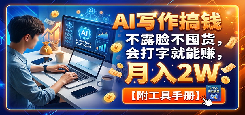 AI写作搞钱:不露脸不囤货,会打字就能赚,月入2W【附工具手册】-米壳知道—知识分享平台