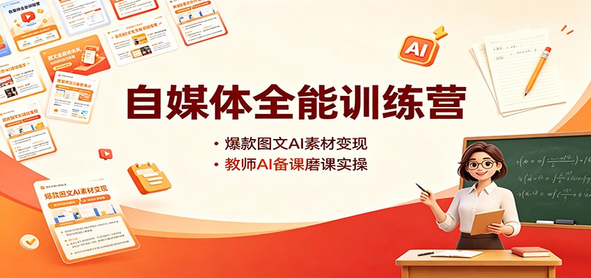 自媒体全能训练营：爆款图文AI素材变现，教师AI备课磨课实操-米壳知道—知识分享平台