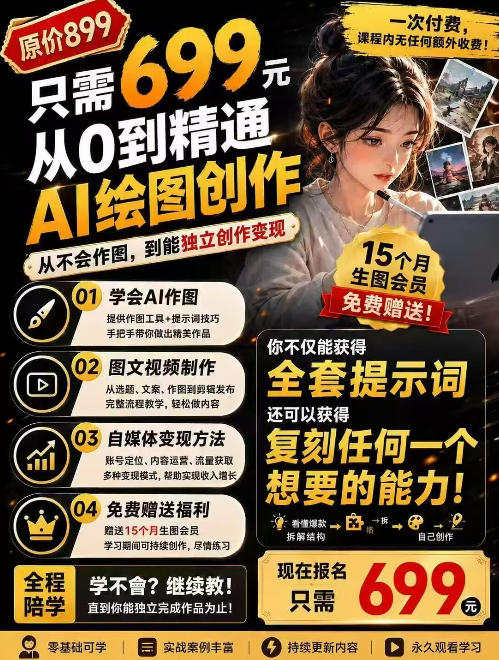 抖音10W粉丝博主的AI绘图教学，从0到精通AI绘图创作，从不会作图到能独立创作变现-米壳知道—知识分享平台