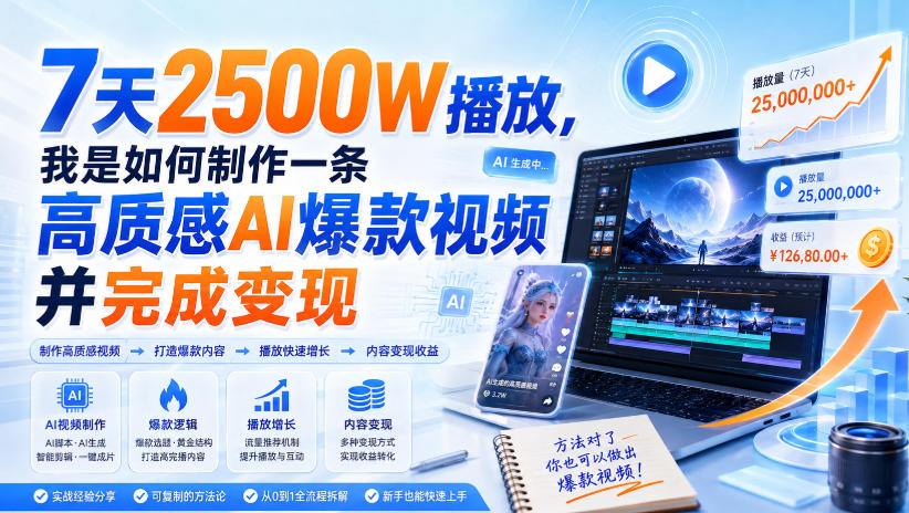 7天2500W播放，我是如何制作一条高质感AI爆款视频并完成变现-米壳知道—知识分享平台