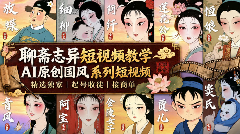 聊斋志异短视频教学,AI原创国风系列短视频,精选独家丨起号收徒丨接商单(更新0818)-米壳知道—知识分享平台