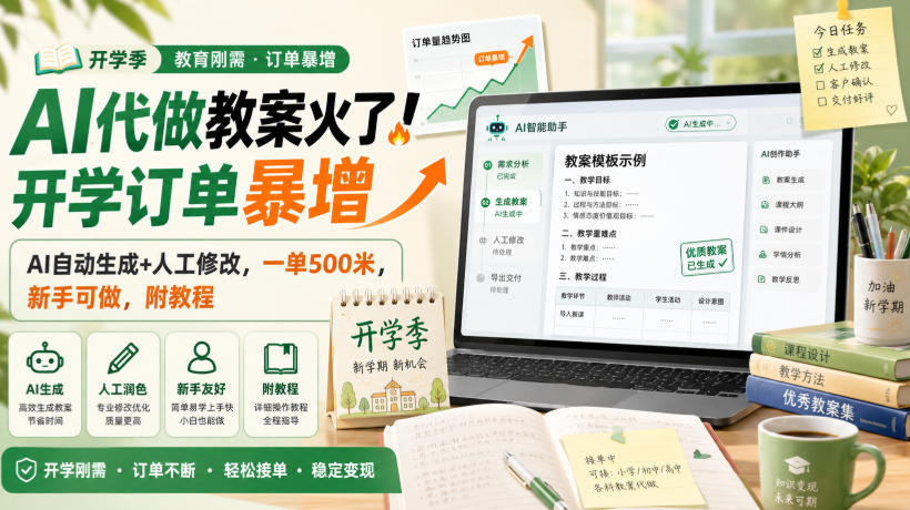 AI代做教案火了！开学订单暴增，AI自动生成+人工修改，一单500米，新手可做，附教程【揭秘】-米壳知道—知识分享平台
