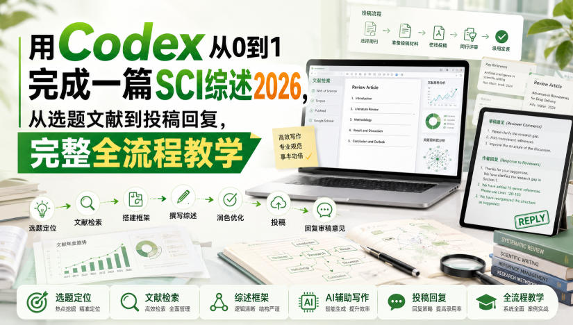 用Codex从0到1完成一篇SCI综述2026，从选题文献到投稿回复，完整全流程教学-米壳知道—知识分享平台