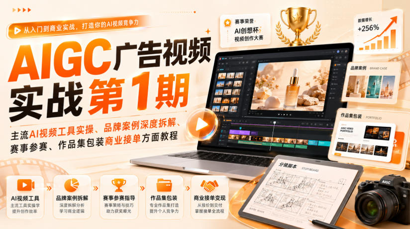 AIGC广告视频实战第1期，主流AI视频工具实操、品牌案例深度拆解、赛事参赛、作品集包装商业接单方面教程-米壳知道—知识分享平台