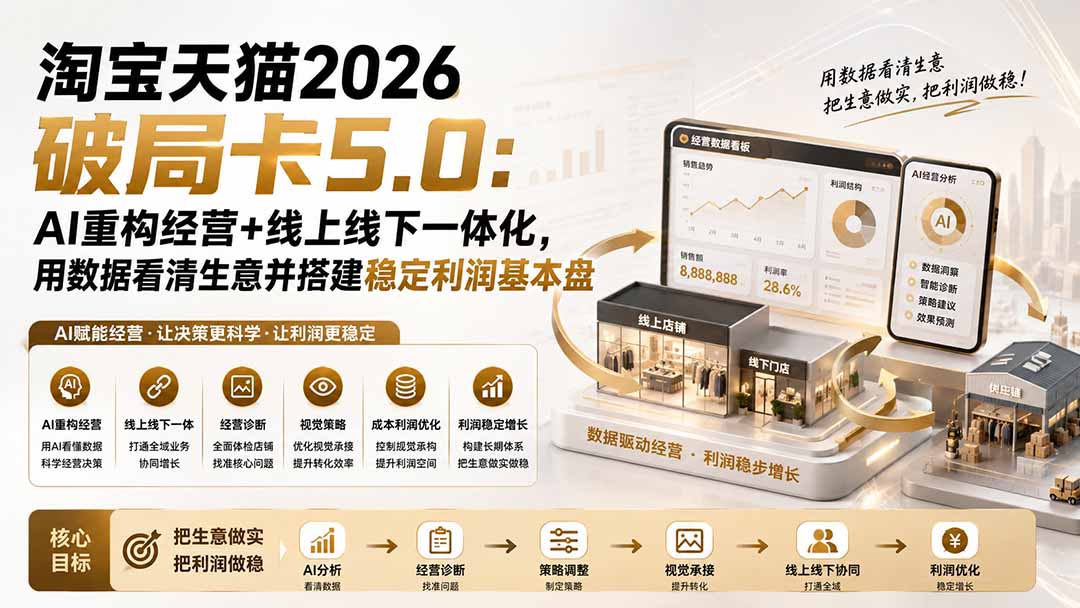 淘宝天猫2026破局卡5.0：AI重构经营+线上线下一体化，用数据看清生意并搭建稳定利润基本盘-米壳知道—知识分享平台
