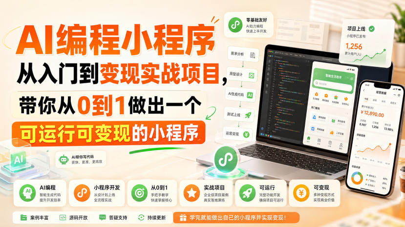 AI编程小程序从入门到变现实战项目,带你从0到1做出一个可运行可变现的小程序-米壳知道—知识分享平台