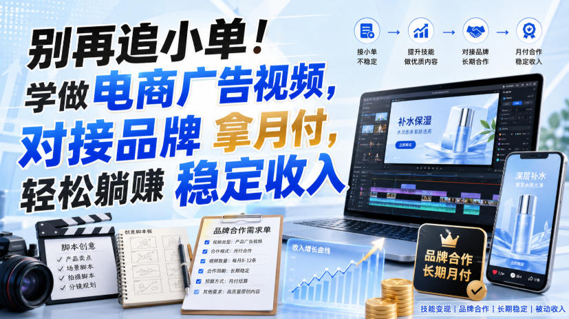 别再追小单！学做电商广告视频，对接品牌拿月付，轻松躺賺稳定收入【原创双语字幕】-米壳知道—知识分享平台