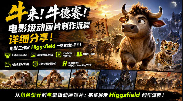 牛来！牛德赛！电影级动画片制作流程详细分享！电影工作室Higgsfield一站式创作平台，完整创作流程-米壳知道—知识分享平台
