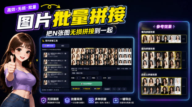 图片批量拼接，把N张图无损拼接到一起，支持横向、竖向、自定义等功能-米壳知道—知识分享平台