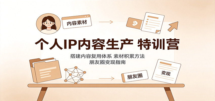 个人IP内容生产特训营：搭建内容复用体系，素材积累方法，朋友圈变现指南-米壳知道—知识分享平台
