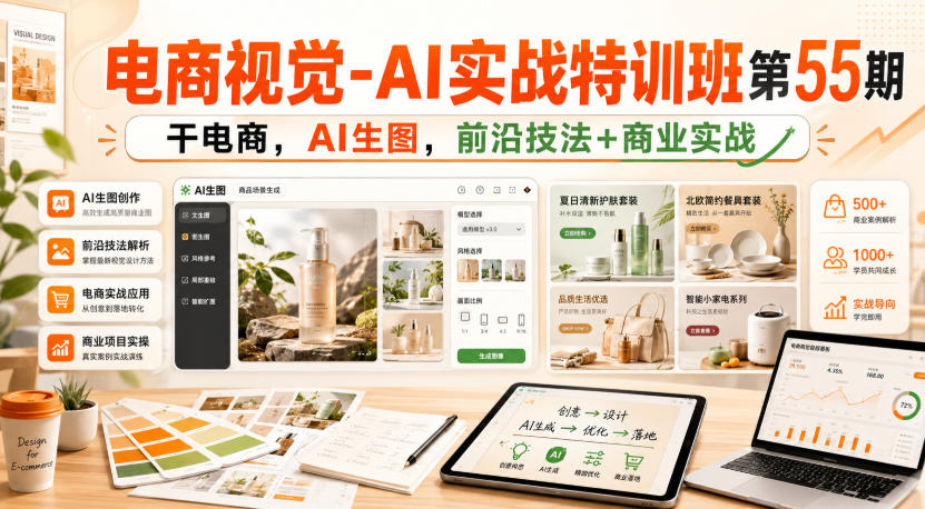 电商视觉-AI实战特训班第55期，干电商，AI生图，前沿技法+商业实战-米壳知道—知识分享平台