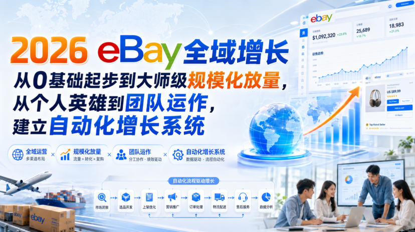 2026 eBay全域增长，从0基础起步到大师级规模化放量，从个人英雄到团队运作，建立自动化增长系统-米壳知道—知识分享平台