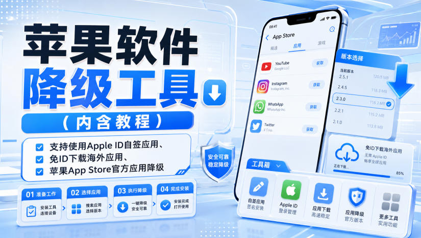 苹果软件降级工具(内含教程)，支持使用Apple ID自签应用、免ID下载海外应用、苹果App Store官方应用降级等-米壳知道—知识分享平台