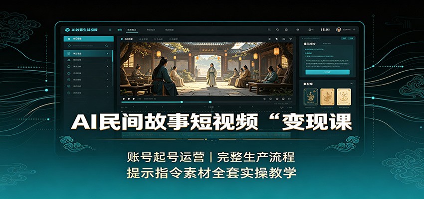 AI民间故事短视频变现课：账号起号运营，完整生产流程，提示指令素材全套实操教学-米壳知道—知识分享平台