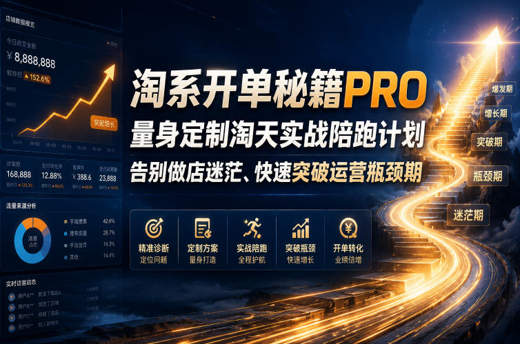 淘系开单秘籍PRO，量身定制淘天实战陪跑计划，告别做店迷茫、快速突破运营瓶颈期(更新260823)-米壳知道—知识分享平台