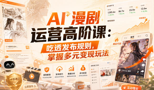 AI漫剧运营高阶课：吃透发布规则，掌握多元变现玩法-米壳知道—知识分享平台
