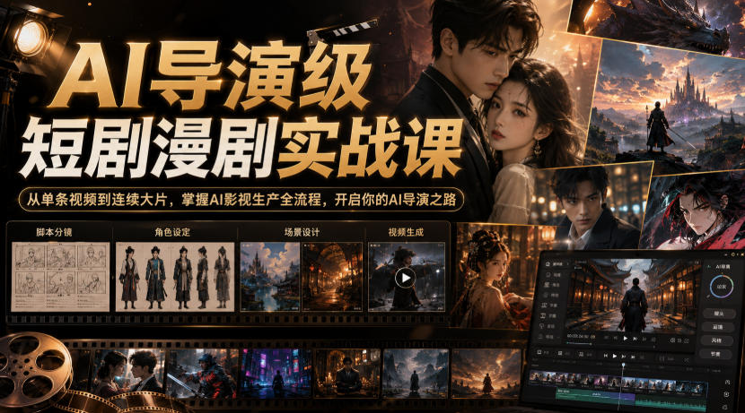 AI导演级短剧漫剧实战课，从单条视频到连续大片，掌握AI影视生产全流程，开启你的AI导演之路!-米壳知道—知识分享平台