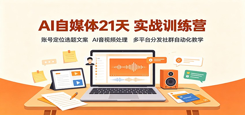 AI自媒体21天实战训练营：账号定位选题文案，AI音视频处理，多平台分发社群自动化教学-米壳知道—知识分享平台