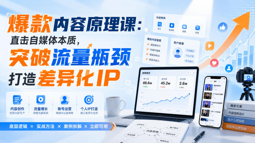 爆款内容原理课：直击自媒体本质，突破流量瓶颈打造差异化IP-米壳知道—知识分享平台