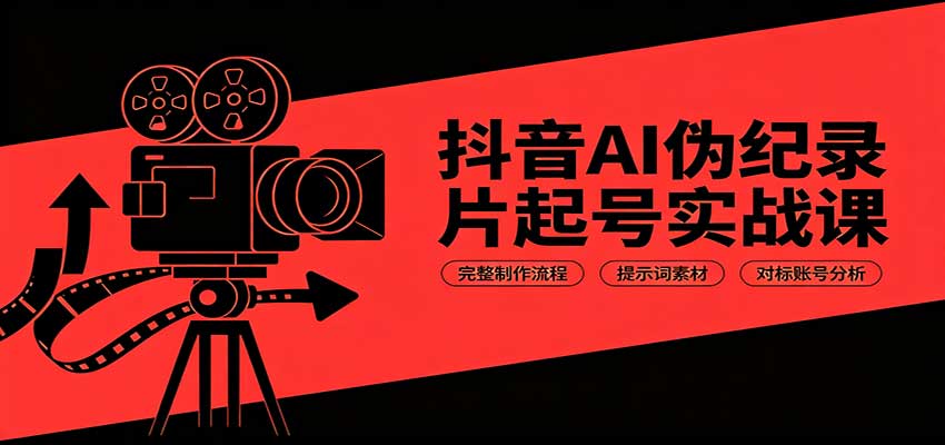 抖音AI伪纪录片起号实战课：完整制作流程，提示词素材，对标账号分析-米壳知道—知识分享平台