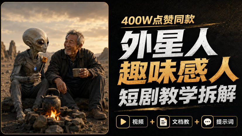 400W点赞同款外星人趣味感人短剧教学拆解，视频+文档教+提示词-米壳知道—知识分享平台