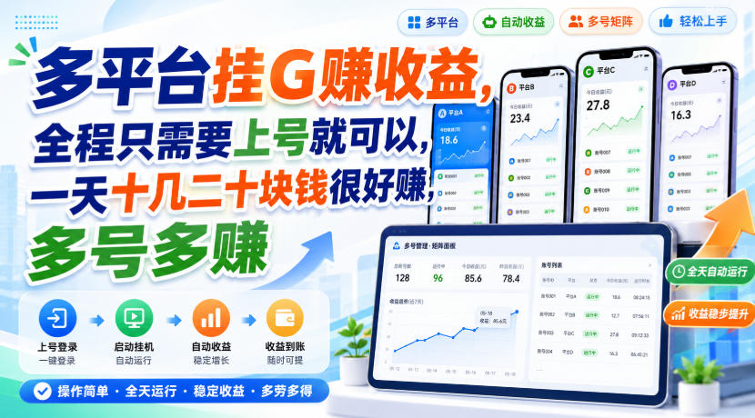 多平台挂G賺收益，全程只需要上号就可以，一天十几二十块钱很好賺，多号多賺【揭秘】-米壳知道—知识分享平台