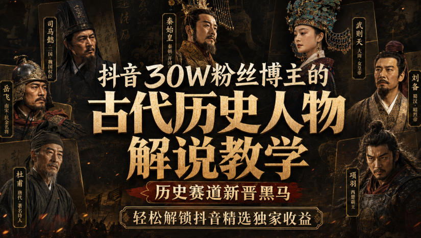 抖音30W粉丝博主的古代历史人物解说教学，历史赛道新晋黑马，轻松解锁抖音精选独家收益-米壳知道—知识分享平台