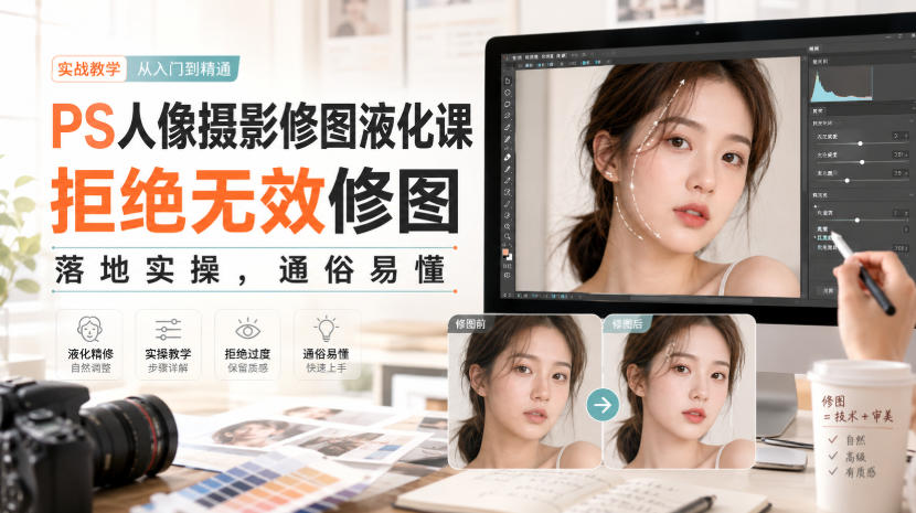 PS人像摄影修图液化课，拒绝无效修图，落地实操，通俗易懂-米壳知道—知识分享平台