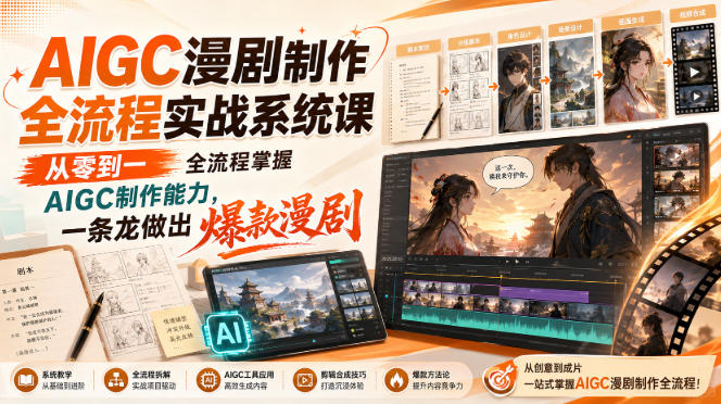 AIGC漫剧制作全流程实战系统课，从零到一全流程掌握AIGC制作能力，一条龙做出爆款漫剧-米壳知道—知识分享平台