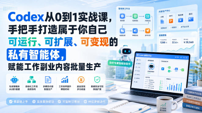 Codex从0到1实战课，手把手打造属于你自己可运行、可扩展、可变现的私有智能体，赋能工作副业内容批量生产-米壳知道—知识分享平台