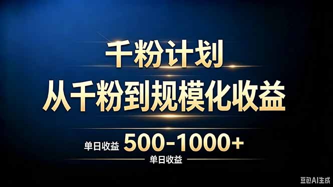 抖音千粉账号计划，从千粉到规模化收益 500-1000+单日收益-米壳知道—知识分享平台