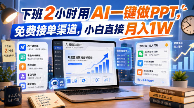 下班2小时用AI一键做PPT，免费接单渠道，小白直接月入1W【揭秘】-米壳知道—知识分享平台
