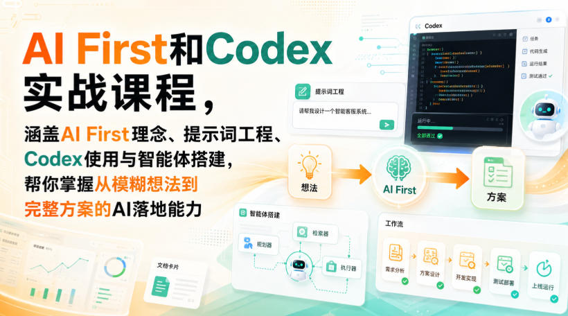 AI First和Codex实战课，涵盖AI First理念、提示词工程、Codex使用与智能体搭建，掌握从模糊想法到完整方案的AI落地能力-米壳知道—知识分享平台