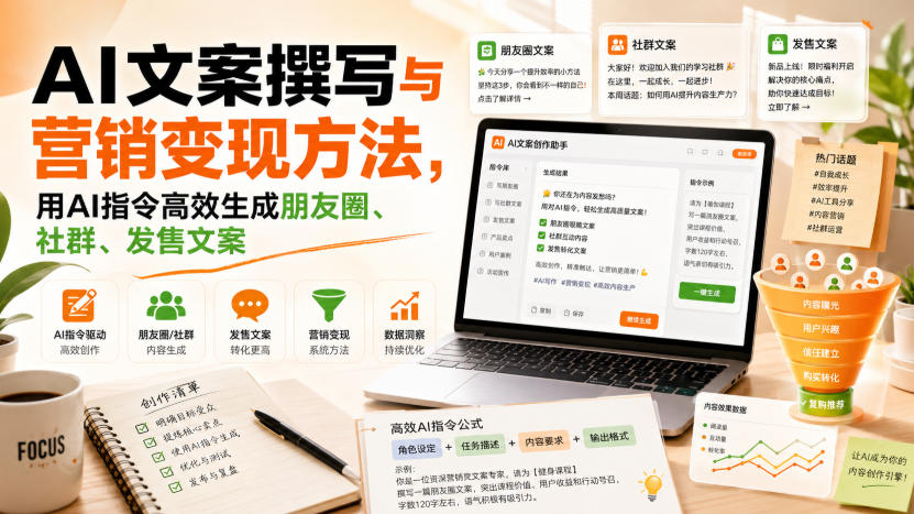 AI文案撰写与营销变现方法，用AI指令高效生成朋友圈、社群、发售文案-米壳知道—知识分享平台