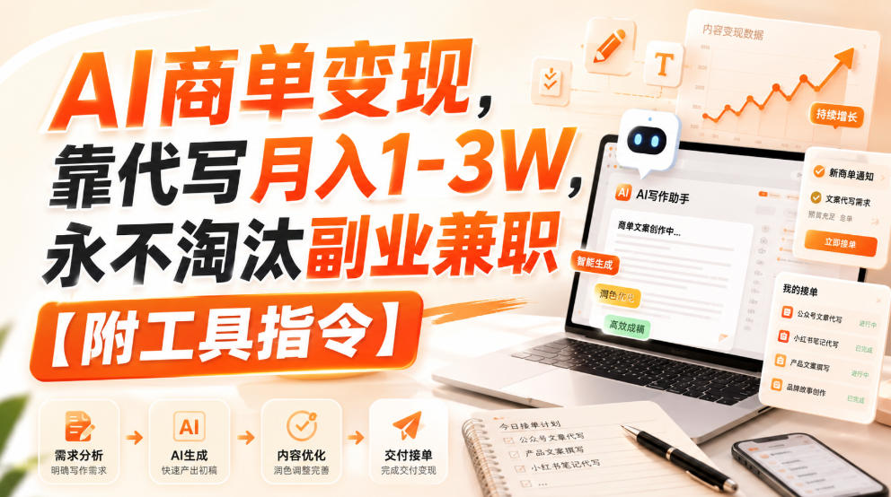 AI商单变现，靠代写月入1-3W，永不淘汰副业兼职【附工具指令】【揭秘】-米壳知道—知识分享平台